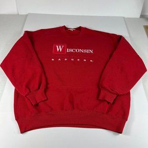 VTG 90s Signet Wisconsin Badger Sweatshirt Extra Large Red Embroidered Crewneck